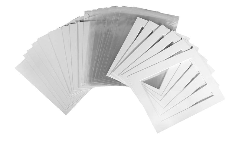 10" x 8" for A5 (148 x 210mm) Image Size (Ope:138 x 200mm) - Picture Mounts Kits + Plastic Bags - Pack of 20