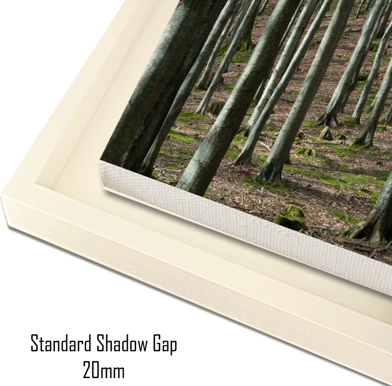 THJ - 2032 Canvas Floater Tray Frame - To Fit Canvas Size 10" x 10" (254 x 254mm) - Frame Size 294 x 294mm + GLASS ( CERAMIC OPTION) + Blanco Back + 1 Large Hanger