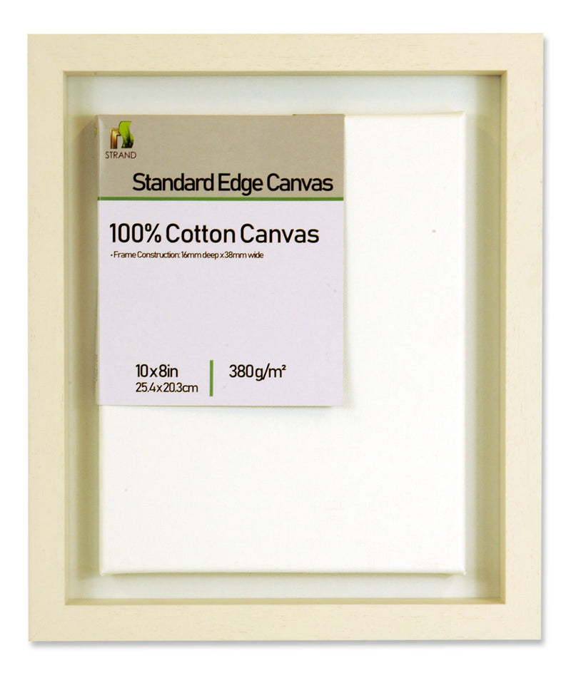 2032 Canvas Floater Tray Frame - To Fit Canvas Size 10 x 8in + Fitted 380gsm 10 x 8in Standard edge canvas - (Frame Size 304 x 253mm) - Pack of 6 Frames