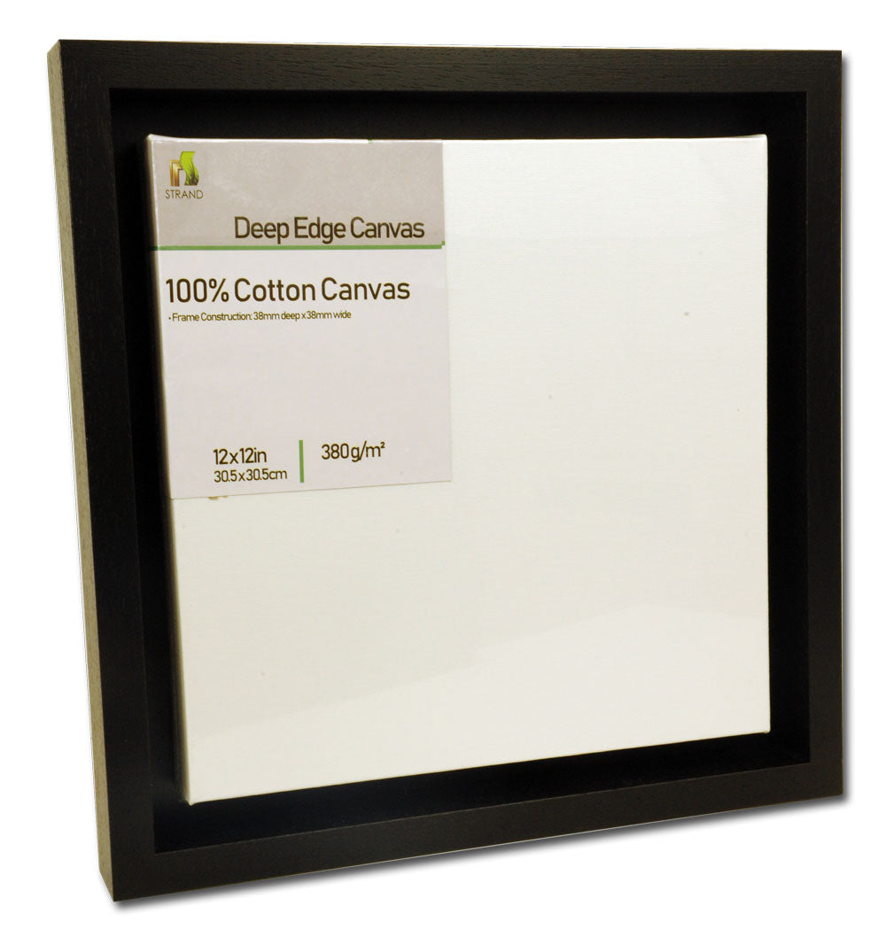 2048 Canvas Floater Tray Frame  - To Fit Canvas Size 12 x 12in + Fitted 380gsm 12 x 12 in Deep edge canvas - (Frame Size 355 x 355mm) - Pack of 6 Frames