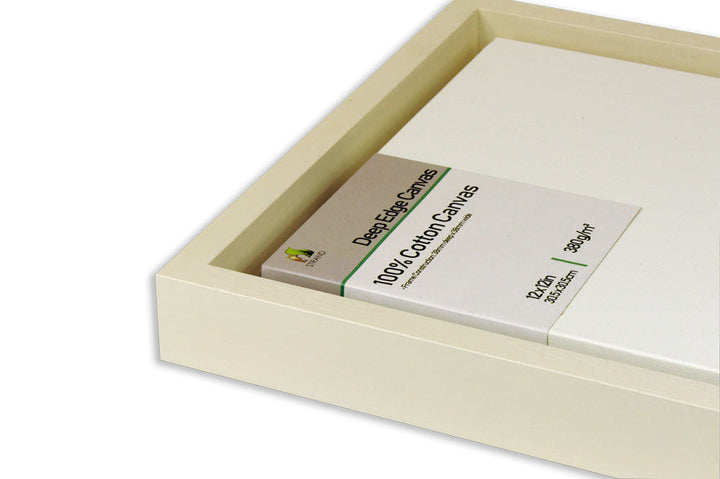 2048 Canvas Floater Tray Frame  - To Fit Canvas Size 12 x 10in + Fitted 380gsm 12 x 10 in Deep edge canvas - (Frame Size 355 x 304mm) - Pack of 6 Frames