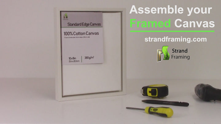 3232L Canvas Floater L Frame  - To Fit Canvas Size 10 x 8in + Fitted 380gsm 10 x 8in Standard edge canvas - (External Frame Size 284 x 233mm) - Pack of 6 Frames