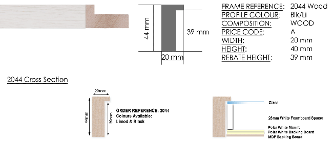 2044 Deep Rib Frame Size - 229 x 229mm - Off White - Pack of 6 frames (New Stock For 2021)