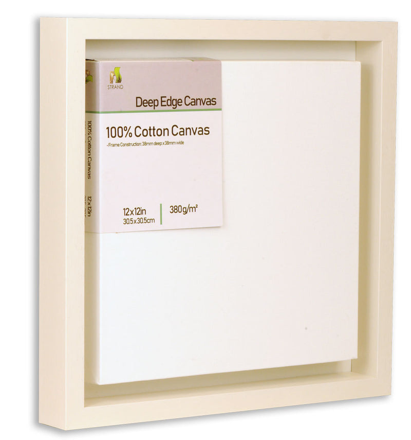 2048 Canvas Floater Tray Frame  - To Fit Canvas Size 12 x 12in + Fitted 380gsm 12 x 12 in Deep edge canvas - (Frame Size 355 x 355mm) - Pack of 6 Frames
