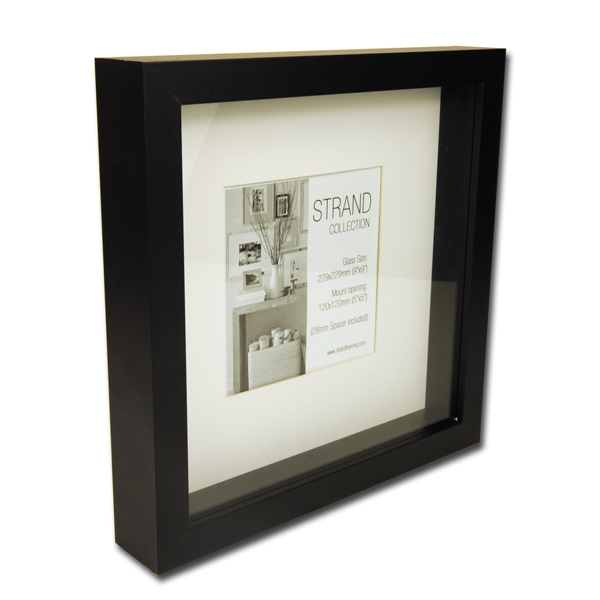 Strand Collection - Rib White MDF Frame -  Frame Size 229 x 229mm (9 x 9 inches)  - Mount Ope 120 x 120mm- Glass - BOX OF 18