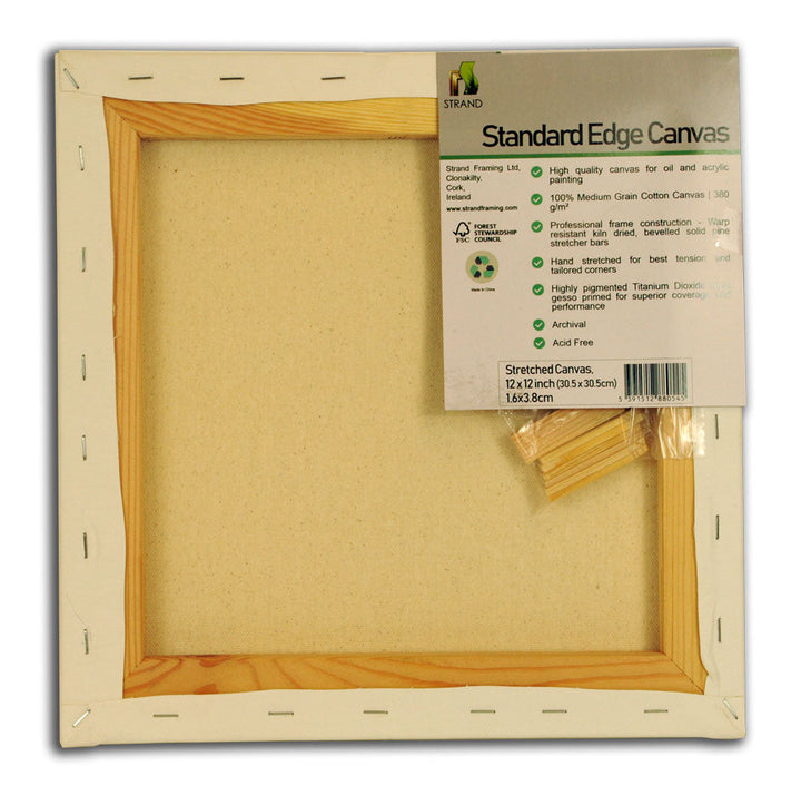 12 x 12in - Standard Edge Canvas - 3.8 x 1.6cm - Pack of 6