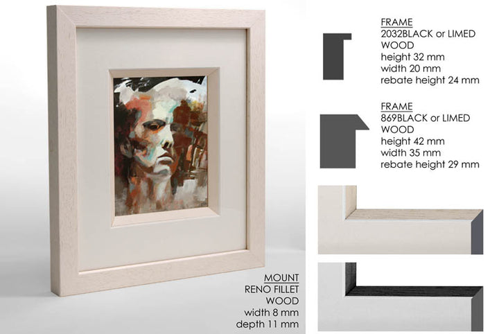 Reno Wood Range - 2032  Image 16"x12" Glass 508*406 ope 395*295+2MH +3mm Adhesive F/core Scored + Signature + Fuji Photo Print + Complete Assembly -  1 Frame